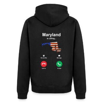 Besuch Maryland Geschenk - Unisex Premium Bio Zip Hoodie - Schwarz - Hinten - Nico (187cm)