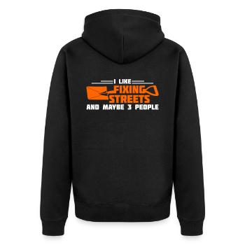 Road guard road builder Road construction - Unisex Premium Organic Zip Hoodie - black - Back - Nico (187cm)