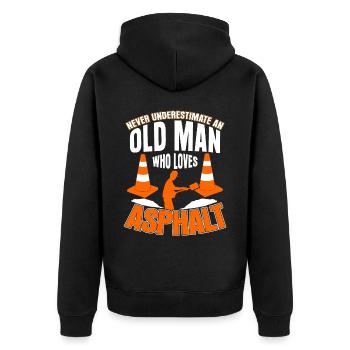 Straßenbau Straßenwärter Straßenbauer - Unisex Premium Bio Zip Hoodie - Schwarz - Hinten - Nico (187cm)