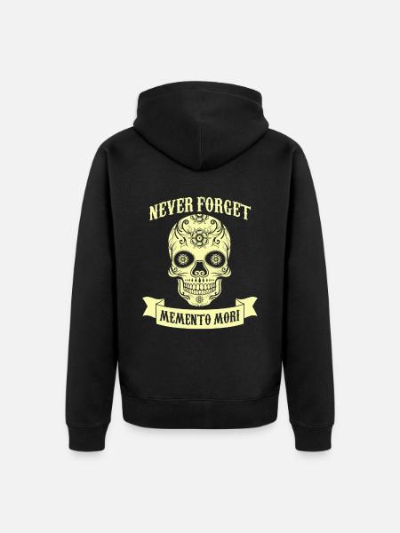 Memento Mori No Mercy Quotes Death Skull Readers - Premium økologisk unisex-hettejakke - svart