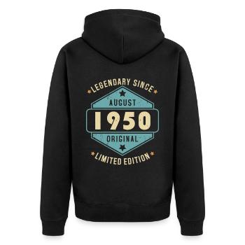 Août 1950 Vintage Retro Anniversaire - Veste à capuche bio Premium Unisexe - noir - Dos - Nico (187cm)