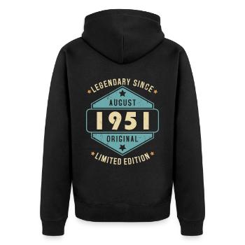 Août 1951 Vintage Retro Anniversaire - Veste à capuche bio Premium Unisexe - noir - Dos - Nico (187cm)