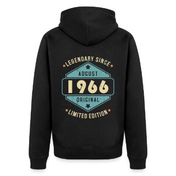 Août 1966 Vintage Retro Anniversaire - Veste à capuche bio Premium Unisexe - noir - Dos - Nico (187cm)