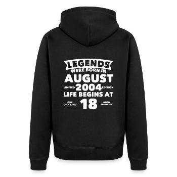 18ème anniversaire Août millésime 2004 idée cadeau - Veste à capuche bio Premium Unisexe - noir - Dos - Nico (187cm)