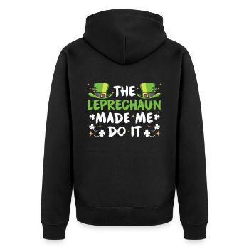 Der Kobold Hat Mich Dazu Gezwungen Leprechaun Ire - Unisex Premium Bio Zip Hoodie - Schwarz - Hinten - Nico (187cm)