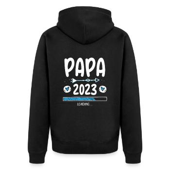 Papa 2023 Loading - Unisex Premium Organic Zip Hoodie - black - Back - Nico (187cm)