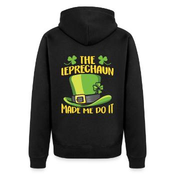 Der Kobold Hat Mich Dazu Gezwungen Ire Leprechaun - Unisex Premium Bio Zip Hoodie - Schwarz - Hinten - Nico (187cm)