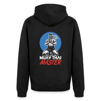 Muay Thai Master Martial Arts Fighter Fight - Unisex Premium Organic Zip Hoodie - black - Back - Nico (187cm)