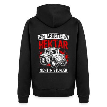 Hektar Arbeit Traktor Landwirt Landwirtschaft Agra - Unisex Premium Bio Zip Hoodie - Schwarz - Hinten - Nico (187cm)