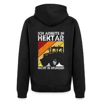 Hektar Arbeit Traktor Landwirt Landwirtschaft Agra - Unisex Premium Bio Zip Hoodie - Schwarz - Hinten - Nico (187cm)
