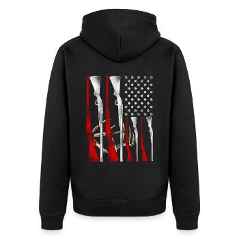Buck Deer Hunting Hunter Usa - Unisex Premium Bio Zip Hoodie - Schwarz - Hinten - Nico (187cm)