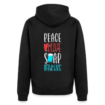 Soap Making Crafting Peace Love - Unisex Premium Organic Zip Hoodie - black - Back - Nico (187cm)