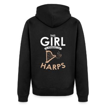 Harp design for harpist and harp player - Unisex Premium Organic Zip Hoodie - black - Back - Nico (187cm)
