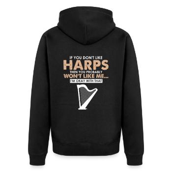 Conceptions de joueurs de harpe pour les conceptions de joueurs de harpe - Veste à capuche bio Premium Unisexe - noir - Dos - Nico (187cm)