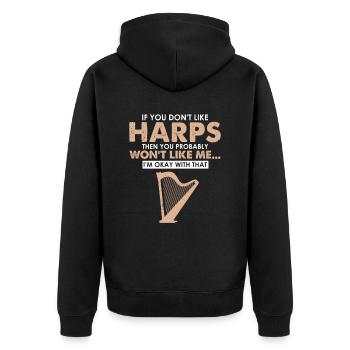 Conception de harpe pour harpiste et joueur de harpe - Veste à capuche bio Premium Unisexe - noir - Dos - Nico (187cm)