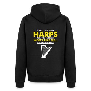 Conceptions de joueurs de harpe pour les conceptions de joueurs de harpe - Veste à capuche bio Premium Unisexe - noir - Dos - Nico (187cm)