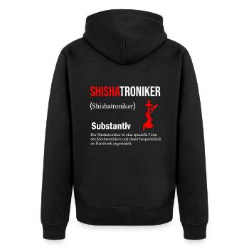 Shisha Tshirt Herren Damen Wasserpfeife Pfeife - Unisex Premium Bio Zip Hoodie - Schwarz - Hinten - Nico (187cm)