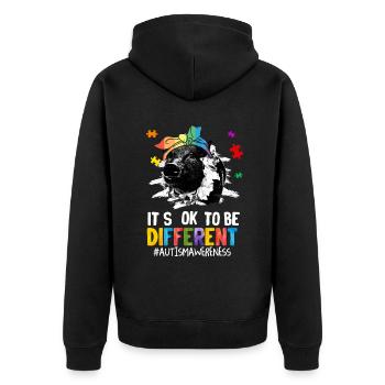 Autisme Cadeau Autiste Asperger TDAH Autisme - Veste à capuche bio Premium Unisexe - noir - Dos - Nico (187cm)