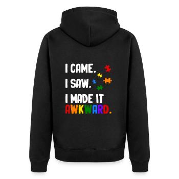 Autismus - Unisex Premium Bio Zip Hoodie - Schwarz - Hinten - Nico (187cm)