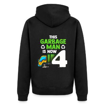 Garbage Truck Garbage Man 4th Birthday Recycling Garbage - Unisex Premium Organic Zip Hoodie - black - Back - Nico (187cm)