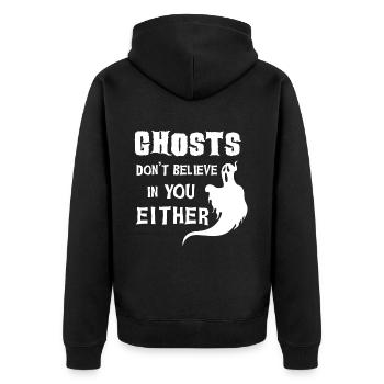 Halloween Tshirt Halloweenparty Mörder Killer Tod - Unisex Premium Bio Zip Hoodie - Schwarz - Hinten - Nico (187cm)