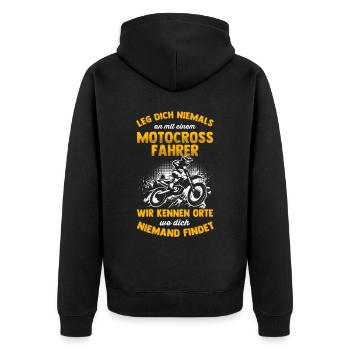 Motocross Geschenk Für Enduro Supermoto Dirt Bike - Unisex Premium Bio Zip Hoodie - Schwarz - Hinten - Nico (187cm)