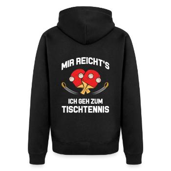 Tischtennis - Unisex Premium Bio Zip Hoodie - Schwarz - Hinten - Nico (187cm)