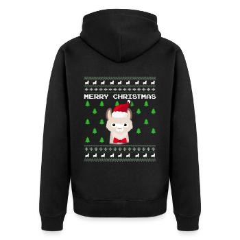 Lama de Noël laid - Veste à capuche bio Premium Unisexe - noir - Dos - Nico (187cm)