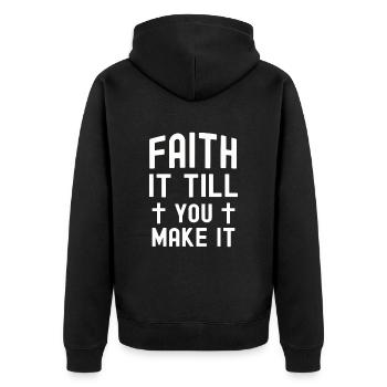 Christianity God Jesus Gift Church Religion - Unisex Premium Organic Zip Hoodie - black - Back - Nico (187cm)