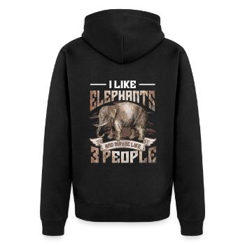 I Like Elephants And Maybe 3 People Elephant Lover - Unisex Premium Organic Zip Hoodie - black - Back - Nico (187cm)
