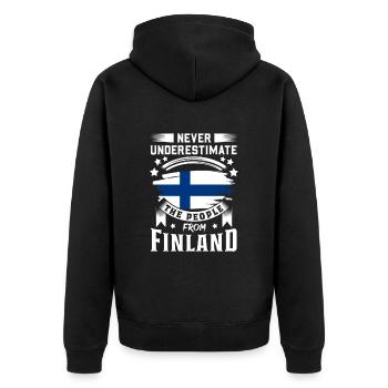 Finnland Geschenk Urlaub Lappland Heimat Finne - Unisex Premium Bio Zip Hoodie - Schwarz - Hinten - Nico (187cm)