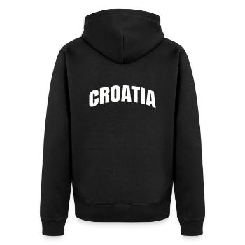 Kroatien Geschenk Herkunft Zagreb Hrvatska Heimat - Unisex Premium Bio Zip Hoodie - Schwarz - Hinten - Nico (187cm)