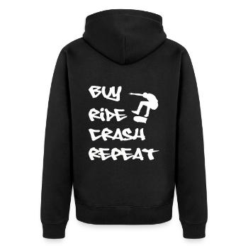 Skater Skateboard Gift Halfpipe Sk8 Ollie - Unisex Premium Organic Zip Hoodie - black - Back - Nico (187cm)