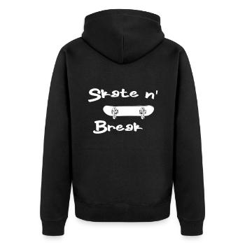 Skater Skateboard Gift Halfpipe Sk8 Ollie - Unisex Premium Organic Zip Hoodie - black - Back - Nico (187cm)