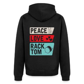 Peace Love Rack Tom Music Instrument - Unisex Premium Bio Zip Hoodie - Schwarz - Hinten - Nico (187cm)
