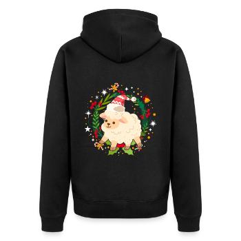 Ugly Christmas Sheep Pattern Knitted Xmas Christ Child - Unisex Premium Organic Zip Hoodie - black - Back - Nico (187cm)