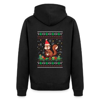squirrel Ugly Christmas Christmas Xmas - Unisex Premium Organic Zip Hoodie - black - Back - Nico (187cm)