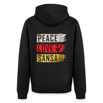Peace Love Sansa Music Instrument - Unisex Premium Bio Zip Hoodie - Schwarz - Hinten - Nico (187cm)