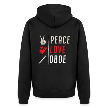 Peace Love Musique de hautbois Joueur de hautbois - Veste à capuche bio Premium Unisexe - noir - Dos - Nico (187cm)