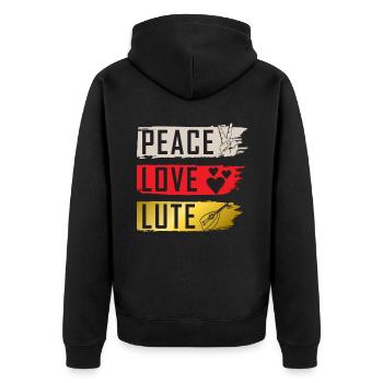 Peace Love Lute Musical Instrument - Unisex Premium Organic Zip Hoodie - black - Back - Nico (187cm)