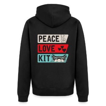Peace Love Kit Music Instruments - Unisex Premium Bio Zip Hoodie - Schwarz - Hinten - Nico (187cm)