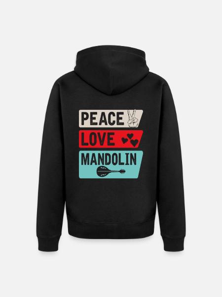 Peace Love Mandolin Banjo Mandolin - Unisex Premium Organic Zip Hoodie - black