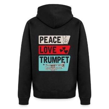 Peace Love Trompette Trompettiste - Veste à capuche bio Premium Unisexe - noir - Dos - Nico (187cm)