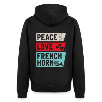 Peace Love Français Horn Drôle de corn - Veste à capuche bio Premium Unisexe - noir - Dos - Nico (187cm)