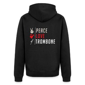 Peace Love Trombone Funny Trombone - Unisex Premium Bio Zip Hoodie - Schwarz - Hinten - Nico (187cm)