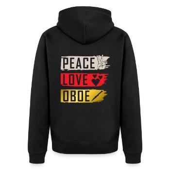 Peace Love Instrument de musique hautbois - Veste à capuche bio Premium Unisexe - noir - Dos - Nico (187cm)