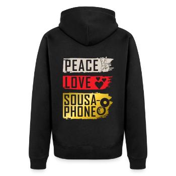 Peace Love Sousaphone Tuba Sousaphone - Unisex Premium Bio Zip Hoodie - Schwarz - Hinten - Nico (187cm)