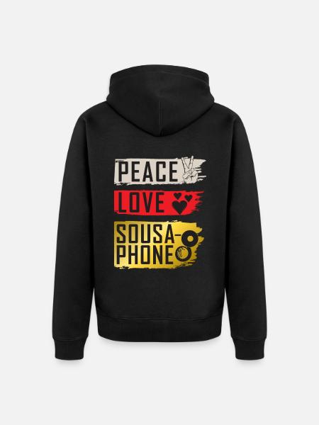 Peace Love Sousaphone Tuba Sousaphone - Unisex Premium Bio Zip Hoodie - Schwarz