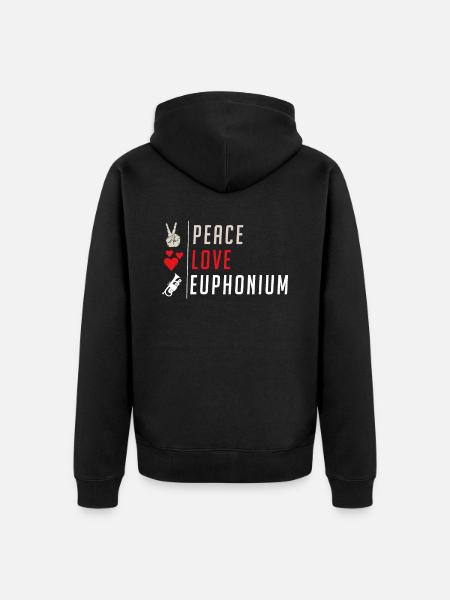 Peace Love Euphonium Player - Unisex Premium Organic Zip Hoodie - black