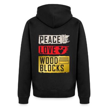 Peace Love Wood Blocks Instrument de musique - Veste à capuche bio Premium Unisexe - noir - Dos - Nico (187cm)